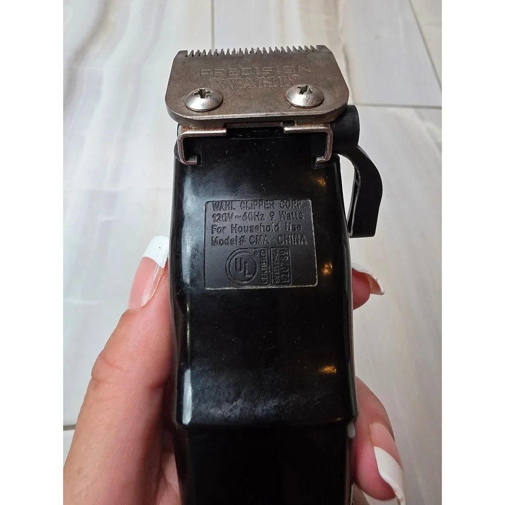 Wahl Precision Hair Clipper Model CMA Corded Electric Trimmer Chrome Black 9W A2